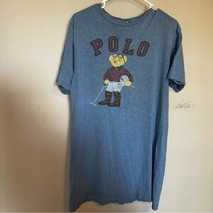 Polo Ralph‎ Lauren Teddy Bear T Shirt Dress VTG Rare Polo Player Equestrian Sz M